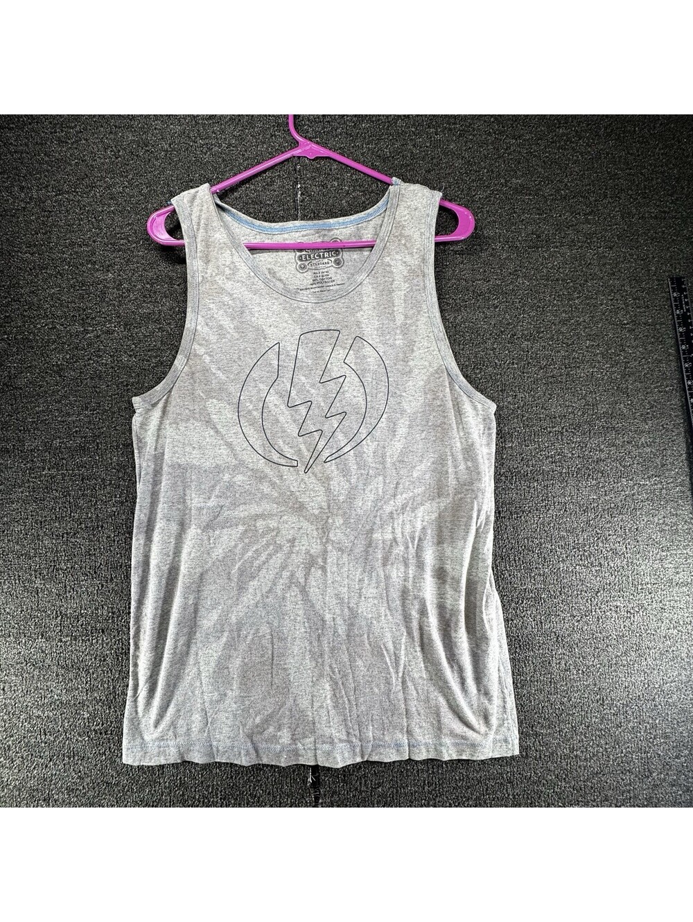 Electric Visual Evolution Men’s Size L Gray Lightning Bolt Tank Top Made in USA
